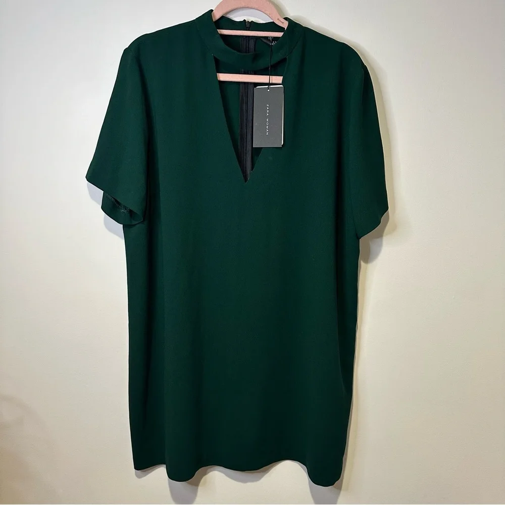NWT zara green cut out choker dress size xxl - Picture 1 of 4